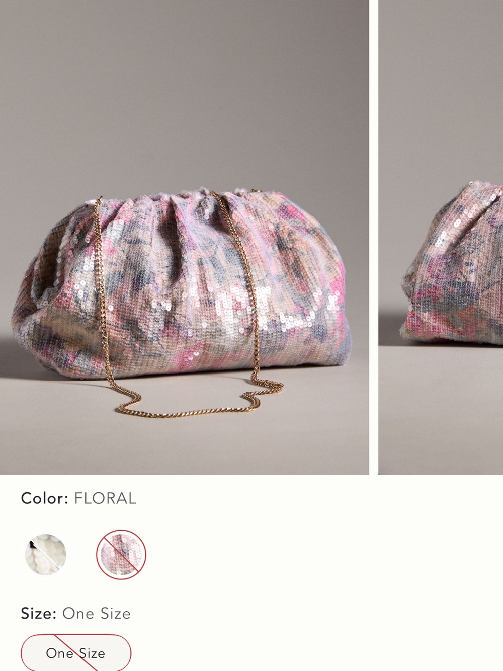 Anthropologie Pink Floral Sequin Chain Crossbody Bag